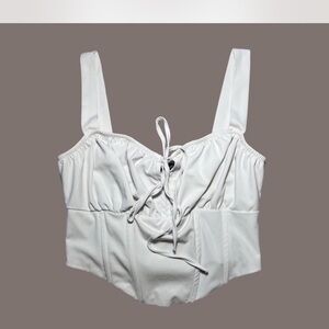 Kendall & Kylie White Corset Top with Tie Front